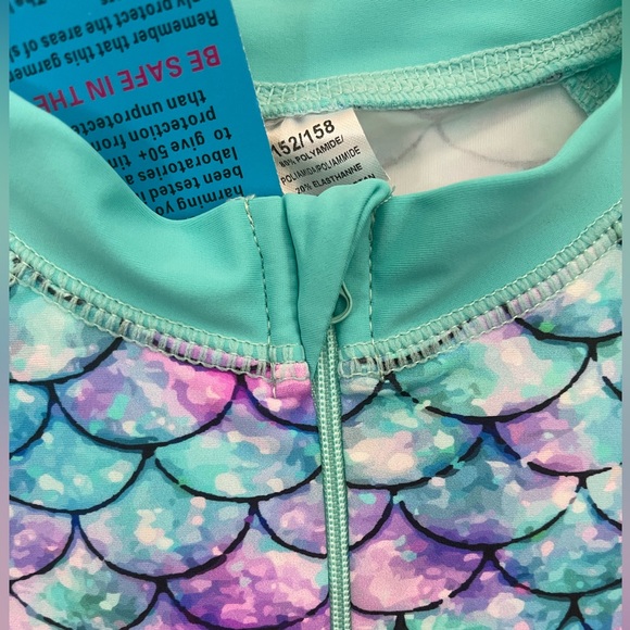 NWT! TFJH E Girls Swimsuit One Piece with Zipper Turquoise and Purple  A193-38 - Picture 6 of 11